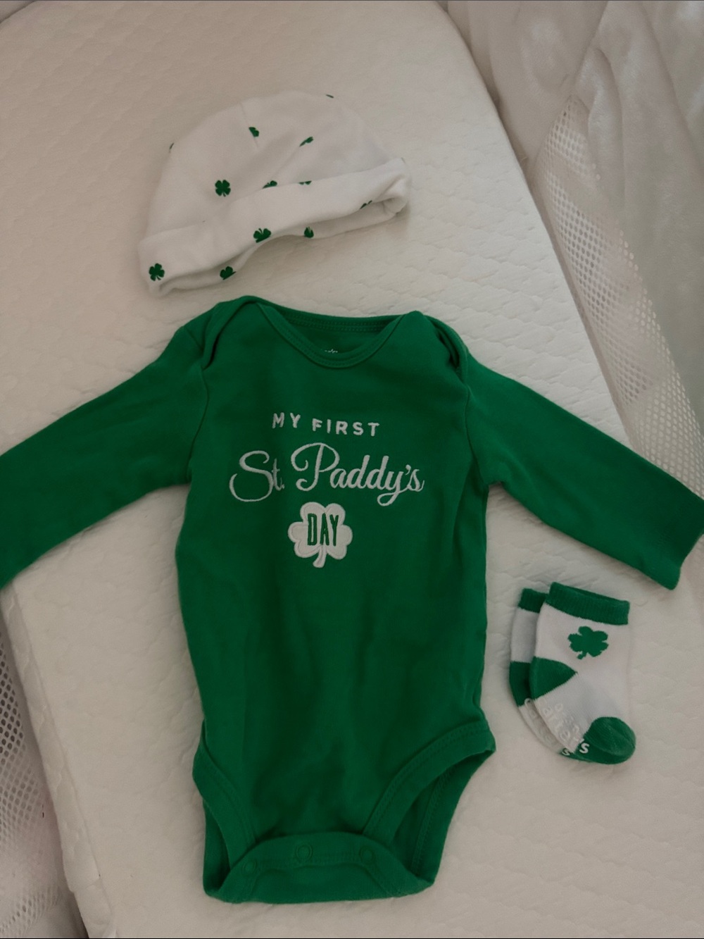 Green 'My First St. Paddy's Day' Baby One-Piece